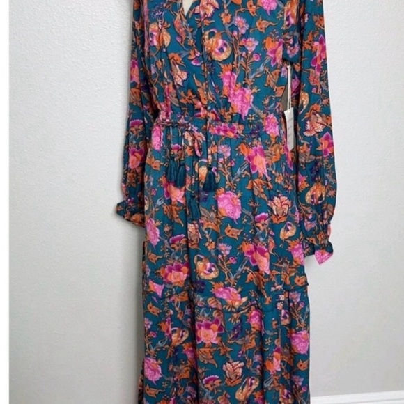 Anthropologie Blue and Pink Floral Maxi Dress - Picture 4 of 9